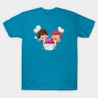 Niños con cupcake fotolia T-Shirt